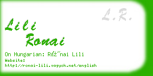 lili ronai business card